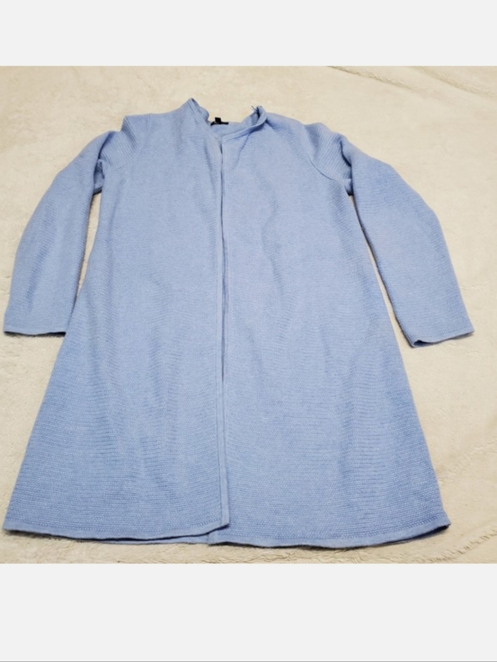 Talbots Blue Weave Knit Open‎ Drape Long Cardigan Medium Staple Classic Casual